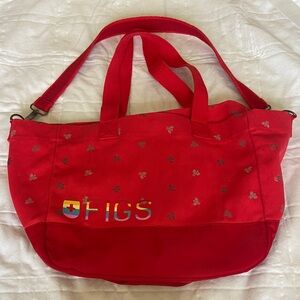 Figs Vibrant Red Tote with Butterfly Accents